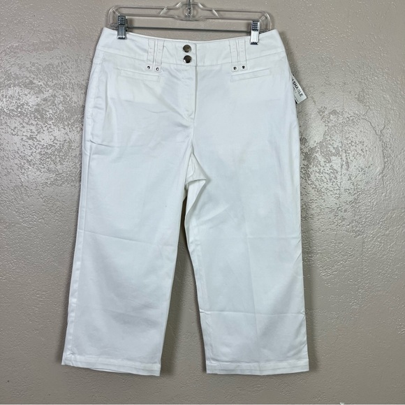 Larry Levine Pants - Larry Levine Pants Womens 8‎ White Capri Stretch Casual Flat Front